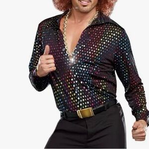 Dreamguy Black Disco Shirt with Colorful Dots